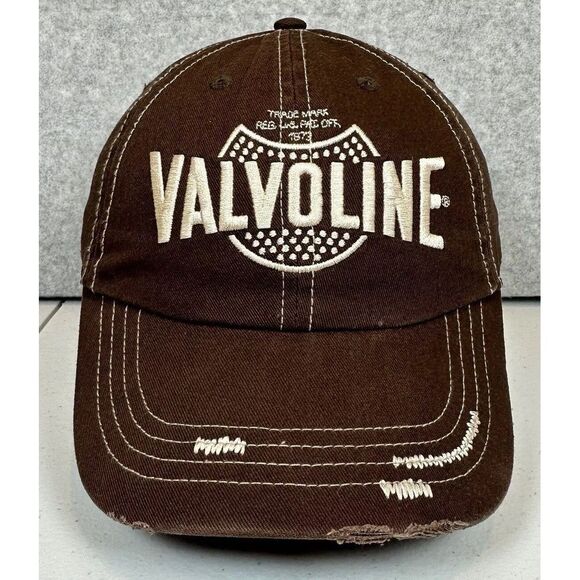 Valvoline Racing Distressed Hat Cap StrapBack One Size Fits All Brown‎ - Picture 1 of 7